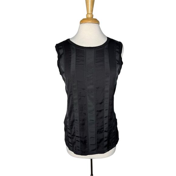 BANANA REPUBLIC Grosgrain Ribbon Sleeveless Top in Black Size Small Womens Tank - Picture 1 of 9
